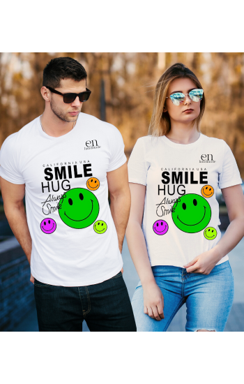 Always Smile Baskılı Sevgili Kombini T-shirt…