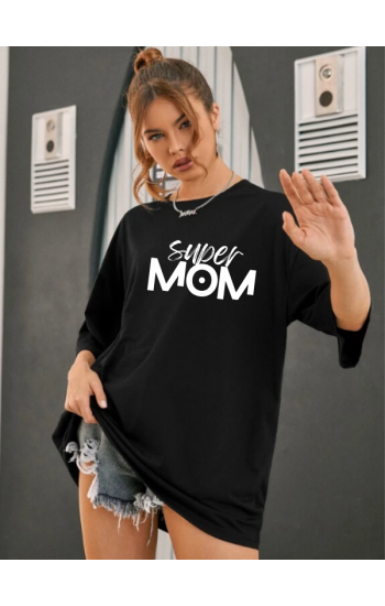 Super Mom Baskılı Kadın T-Shirt Siyah…