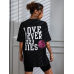 lover Never Baskılı Kadın T-Shirt Syah