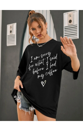 I'am Sorry Baskılı Kadın T-Shirt Syah…