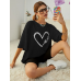 Butterfly And Heart Baskılı Kadın T-Shirt Syah