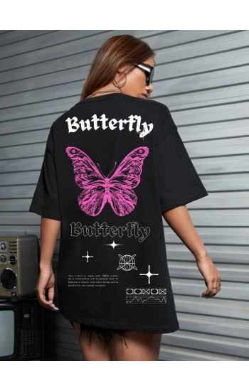 Butterfly Baskılı Kadın T-Shirt…