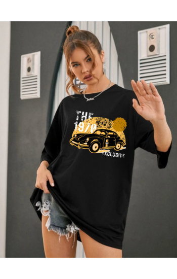 The 1970 Baskılı Kadın T-Shirt Syah…