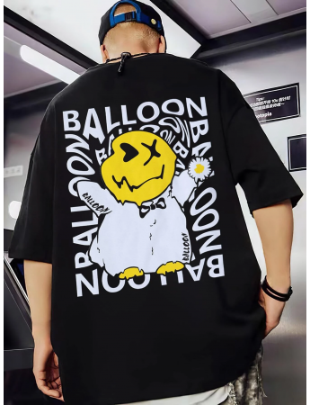 Balloon Baskılı Erkek Tshirt Siyah