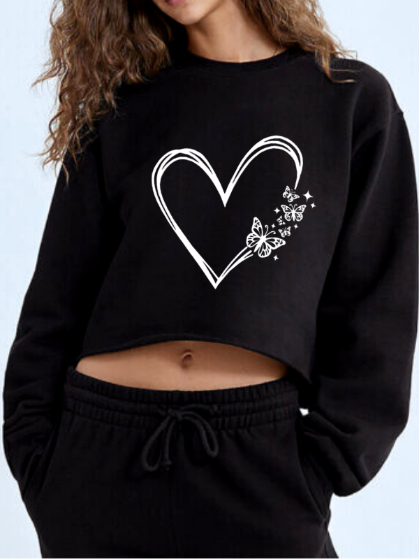 Kalp baskılı crop sweat…