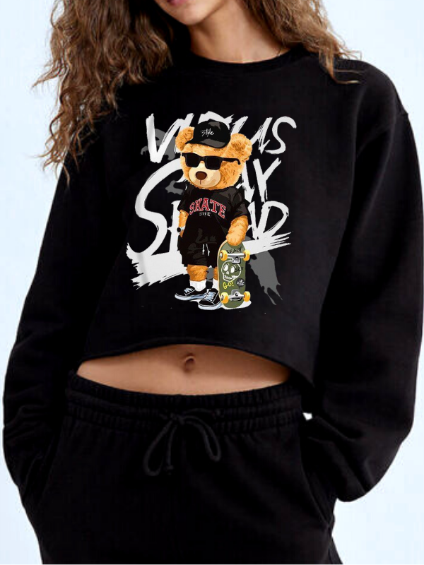 SKATE baskılı crop sweat…