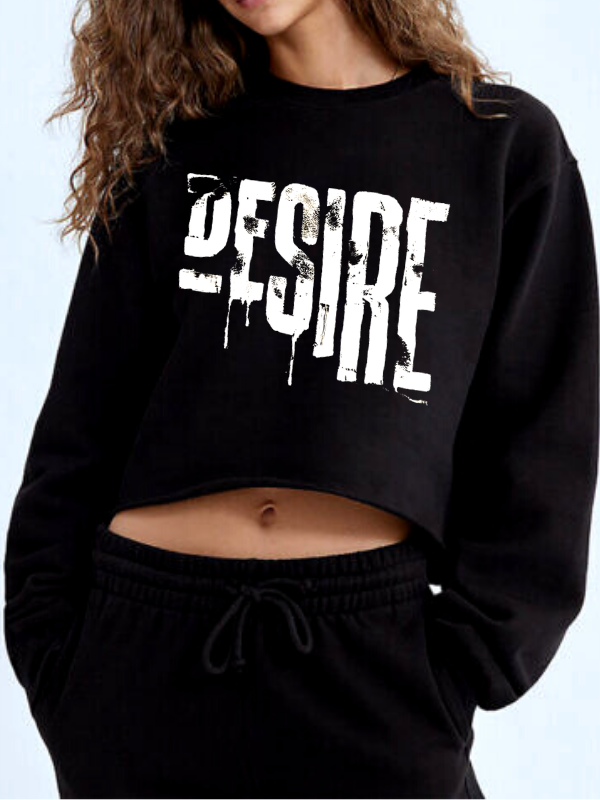 Desire baskılı crop sweat siyah…