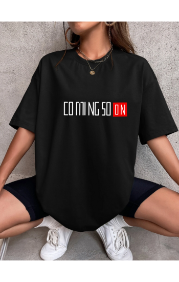 COMİNGSOON Baskılı Oversize Kadın T-Shirt Siyah…