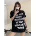 Time Baskılı Kadın Siyah Tshirt Tişört