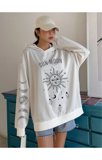 Sun Moon Baskılı Kadın Sweat…