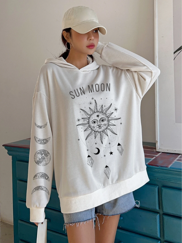 Sun Moon Baskılı Kadın Sweat…