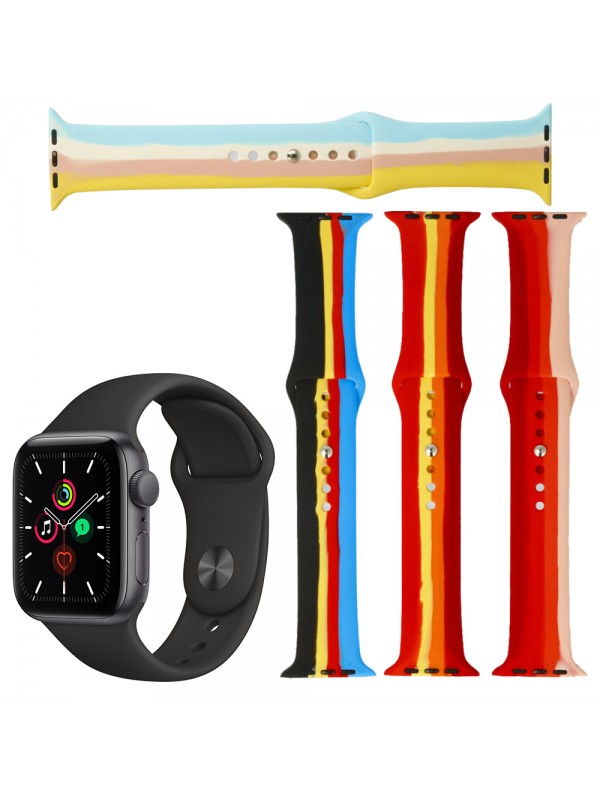 FitCase Apple Watch 42/44/45/49 mm Uyumlu Gökkuşağı Silikon K…