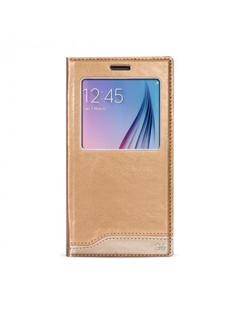 FitCase Dolce Samsung S6 (G920) Gizli Mıknatıslı Pencereli Kılıf Gold