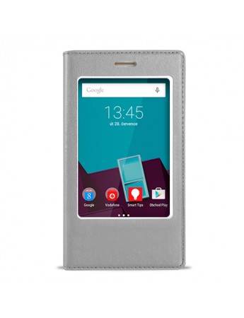 FitCase Dolce Vodafone Smart 7 Style Gizli Mıknatıslı Pencereli Kılıf Gri