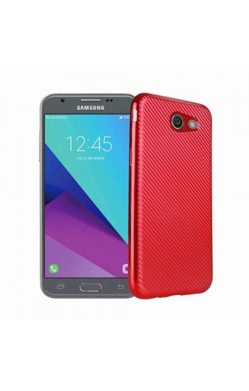 FitCase Galaxy J3 2017 Elektroliz Carbon Desen Arka Kapak Kırmızı…