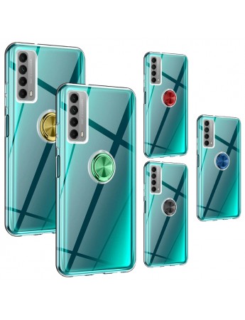 FitCase Huawei P Smart 2021 Kılıf Gross Ring Şeffaf Arka Kapak