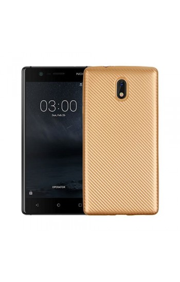 FitCase Nokia 3 Carbon Desen Arka Kapak Gold…