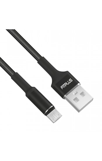 FitPlus Round RS-101 Micro USB Data/Şarj Kablosu 3A 1mt Örgü - Siyah…