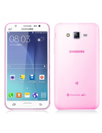 Samsung Galaxy J5 (J500) Kılıf Soft Silikon Şeffaf-Pembe Arka Kapak