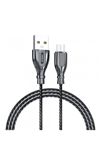 Syrox C121M Ultron Metal Örgü Micro USB Data/Şarj Kablosu 2.0A 1mt Siya…