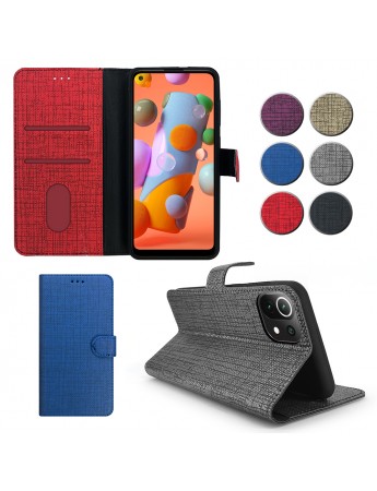 Xiaomi Mi 11 Lite Kılıf FitCase Fabric Kapaklı Cüzdanlı