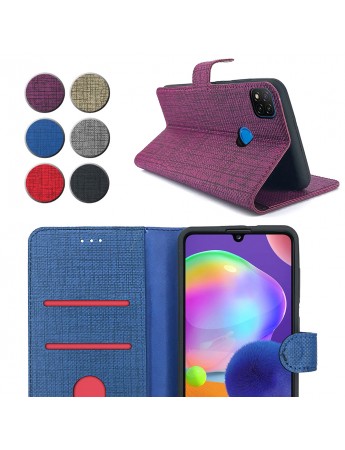 Xiaomi Redmi 9C Kılıf FitCase Fabric Kapaklı Cüzdanlı