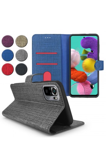 Xiaomi Redmi Note 10 Kılıf FitCase Fabric Kapaklı Cüzdanlı…